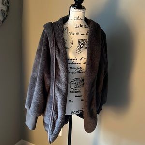 Hooded fleece cardigan